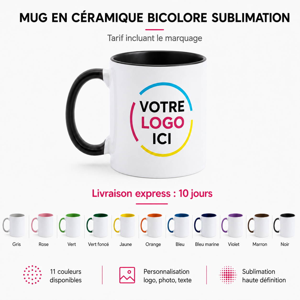 Mug en céramique bicolore sublimation
